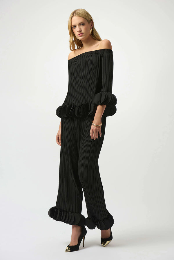 Joseph Ribkoff Georgette Off Shoulder Pleated Top 253939 Black