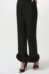Joseph Ribkoff Georgette Wide Leg Pleated Pants 253940 Black
