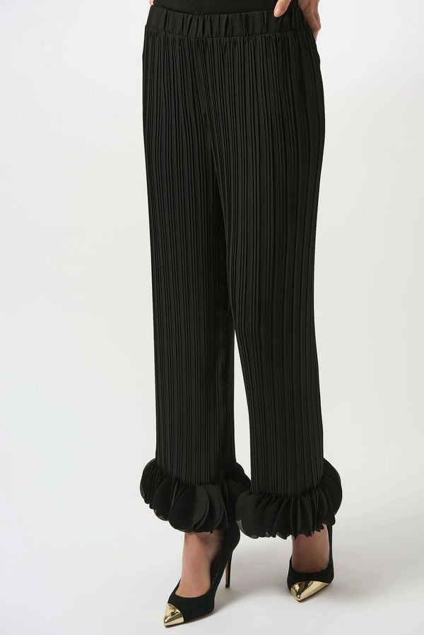 Joseph Ribkoff Georgette Wide Leg Pleated Pants 253940 Black