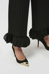 Joseph Ribkoff Georgette Wide Leg Pleated Pants 253940 Black