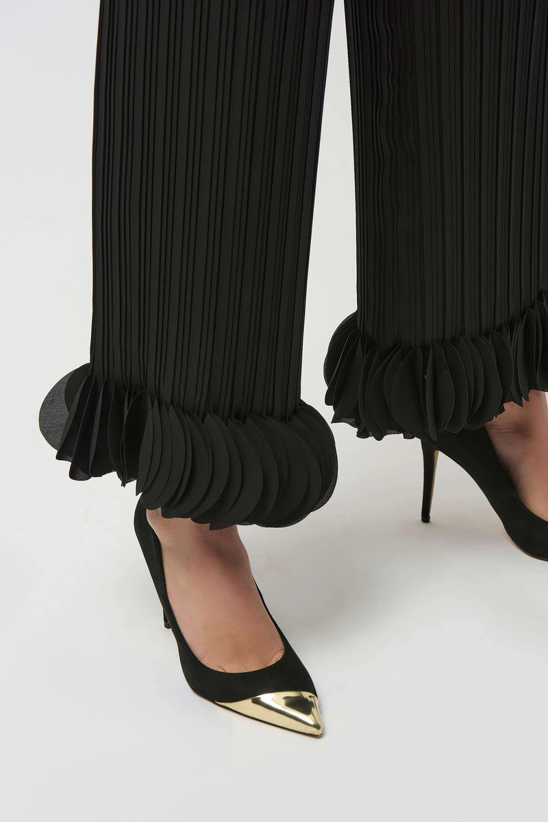 Joseph Ribkoff Georgette Wide Leg Pleated Pants 253940 Black