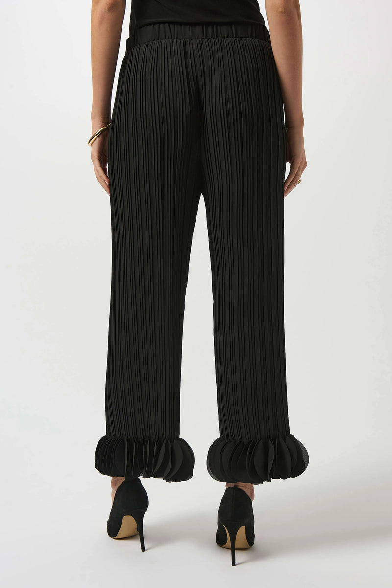 Joseph Ribkoff Georgette Wide Leg Pleated Pants 253940 Black
