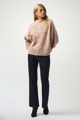 Joseph Ribkoff Textured Sweater Knit Mock Neck Pullover 253943 Rosé