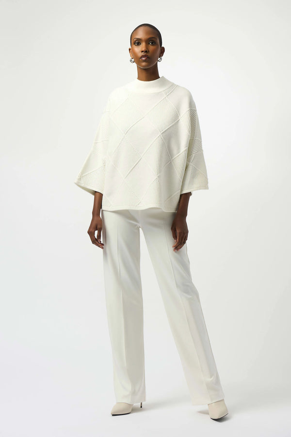Joseph Ribkoff Textured Sweater Knit Mock Neck Pullover 253943 Winter White