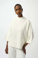 Joseph Ribkoff Textured Sweater Knit Mock Neck Pullover 253943 Winter White
