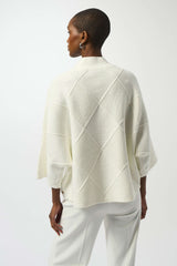 Joseph Ribkoff Textured Sweater Knit Mock Neck Pullover 253943 Winter White