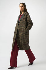 Joseph Ribkoff Wool Blend Plaid Double-Faced Coat 253946 | Camel/Multi