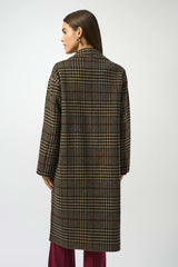 Joseph Ribkoff Wool Blend Plaid Double-Faced Coat 253946 | Camel/Multi