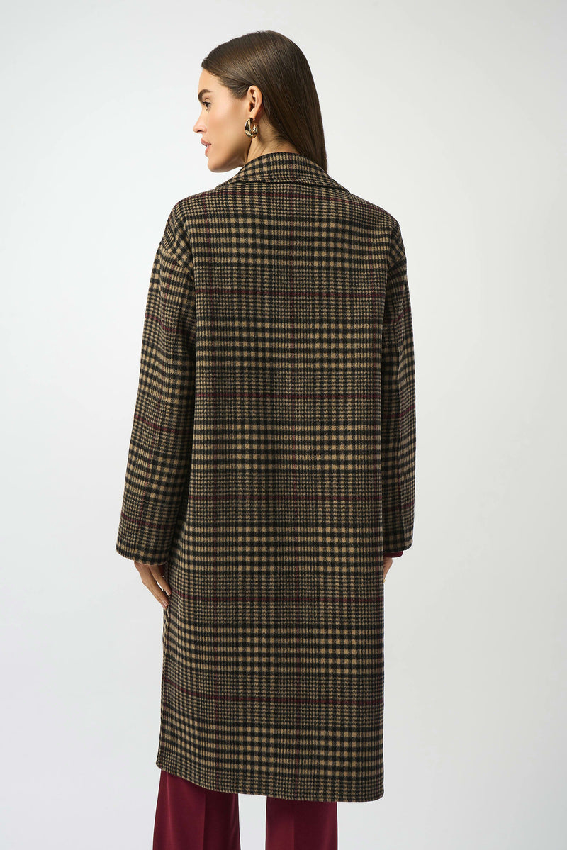 Joseph Ribkoff Wool Blend Plaid Double-Faced Coat 253946 | Camel/Multi