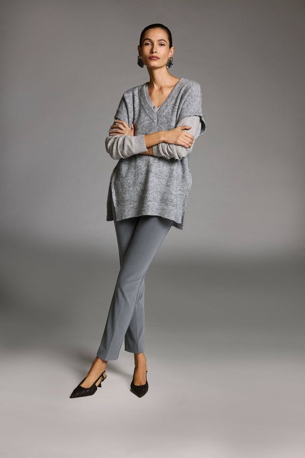 Joseph Ribkoff Sweater Knit Sleeveless Tunic with Sequins 253957 Grey