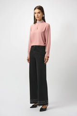 Joseph Ribkoff Classic Wide Leg Stretch Denim Jeans 253988 Charcoal Grey