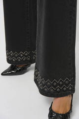 Joseph Ribkoff Classic Wide Leg Stretch Denim Jeans 253988 Charcoal Grey