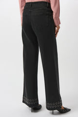Joseph Ribkoff Classic Wide Leg Stretch Denim Jeans 253988 Charcoal Grey