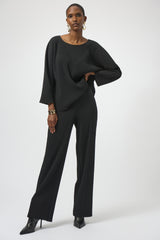 Joseph Ribkoff Pleated Scuba Crepe Wide-Leg Pants 254006 Black