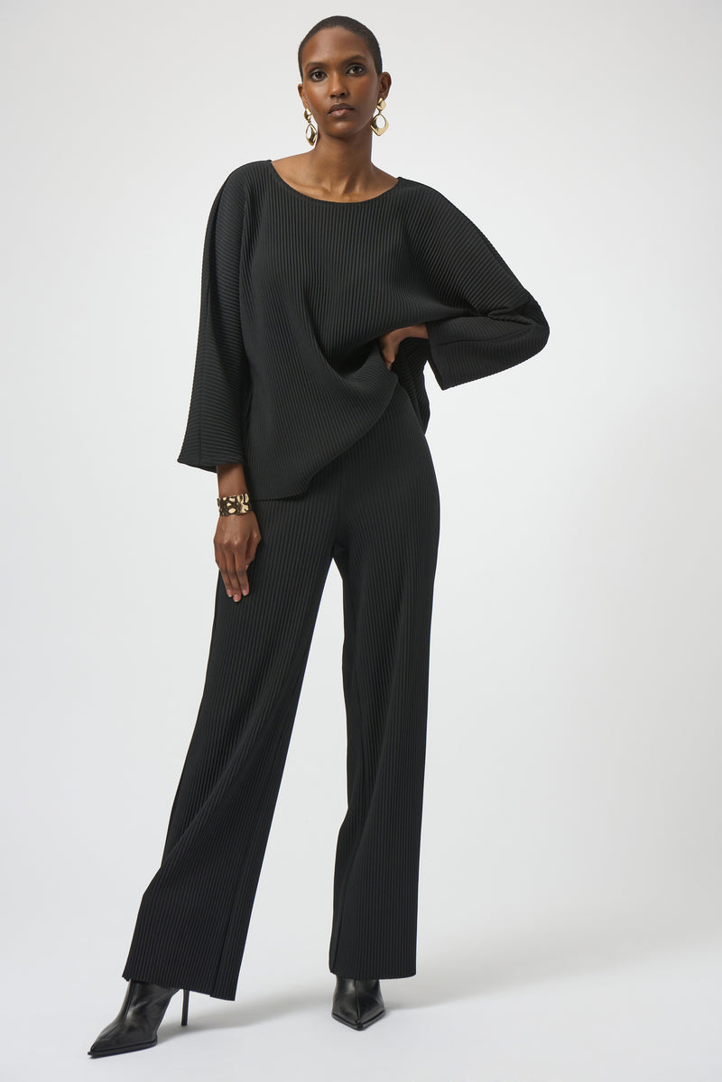 Joseph Ribkoff Pleated Scuba Crepe Wide-Leg Pants 254006 Black