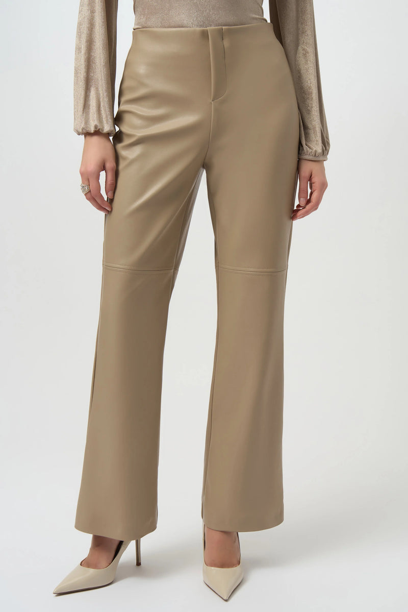 Joseph Ribkoff Leatherette Wide Leg Pull-On Pants 254044 Fawn