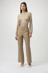 Joseph Ribkoff Leatherette Wide Leg Pull-On Pants 254044 Fawn