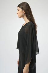 Joseph Ribkoff Silky Knit and Chiffon Wide Leg Jumpsuit 254055 Black