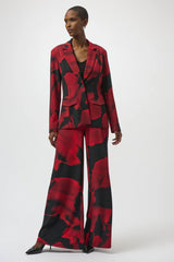 Joseph Ribkoff Silky Knit Abstract Print Straight Blazer 254092 Black/Red