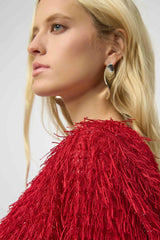 Joseph Ribkoff Novelty Fringe Boxy Top 254105 Red