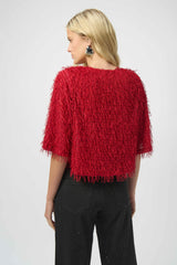 Joseph Ribkoff Novelty Fringe Boxy Top 254105 Red