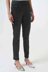 Joseph Ribkoff Foiled Heavy Knit Slim Fit Pants 254143 Black/Silver