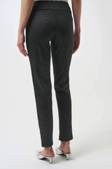 Joseph Ribkoff Foiled Heavy Knit Slim Fit Pants 254143 Black/Silver