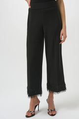 Joseph Ribkoff Silky Knit Culotte with Novelty Fringe Hem 254147 Black