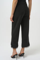 Joseph Ribkoff Silky Knit Culotte with Novelty Fringe Hem 254147 Black