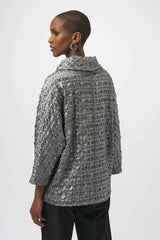 Joseph Ribkoff Foiled Jacquard Boxy Top 254169 Pewter