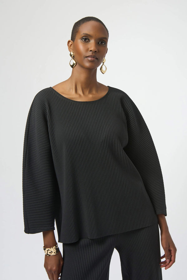 Joseph Ribkoff Pleated Scuba Crepe Boxy Top 254210 Black