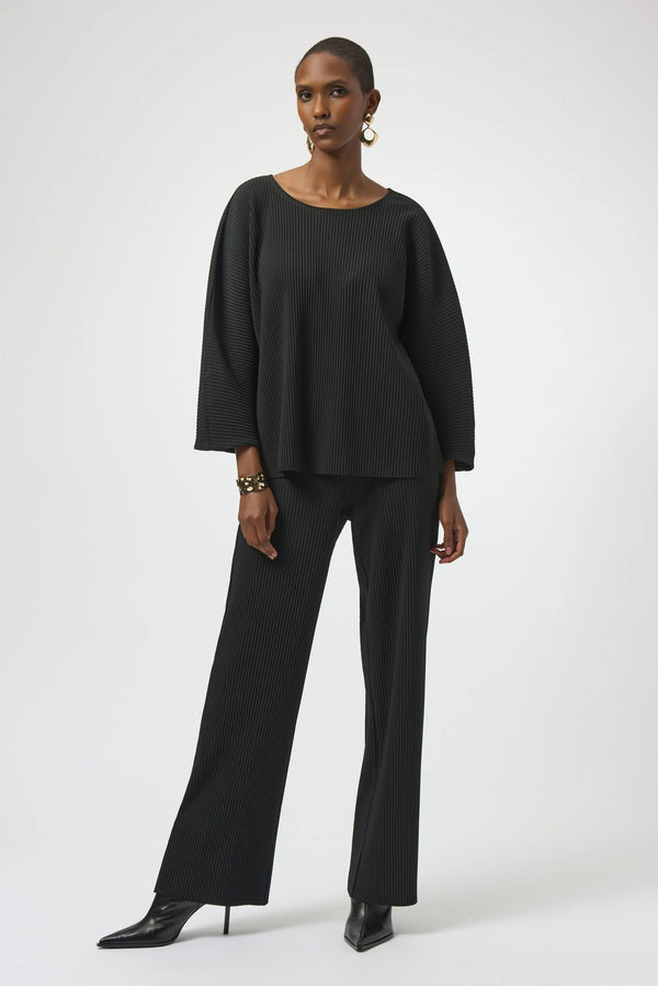 Joseph Ribkoff Pleated Scuba Crepe Boxy Top 254210 Black