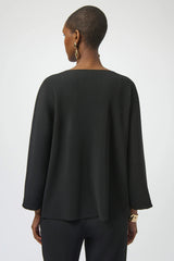 Joseph Ribkoff Pleated Scuba Crepe Boxy Top 254210 Black