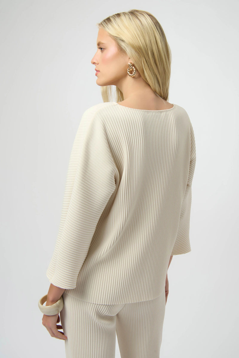 Joseph Ribkoff Pleated Scuba Crepe Boxy Top 254210 Birch