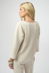 Joseph Ribkoff Pleated Scuba Crepe Boxy Top 254210 Birch