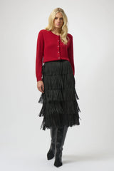 Joseoh Ribkoff Pleated Pencil Skirt with Tiered Fringes 254901 Black