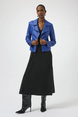 Joseph Ribkoff Foiled Faux Suede Fitted Jacket with Rhinestones 254904 Royal Sapphire