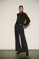 Joseph Ribkoff Classic Rhinestone Wide-Leg Jeans