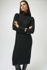 Joseph Ribkoff Sequined Sweater Knit Turtleneck Sheath Dress 254932
