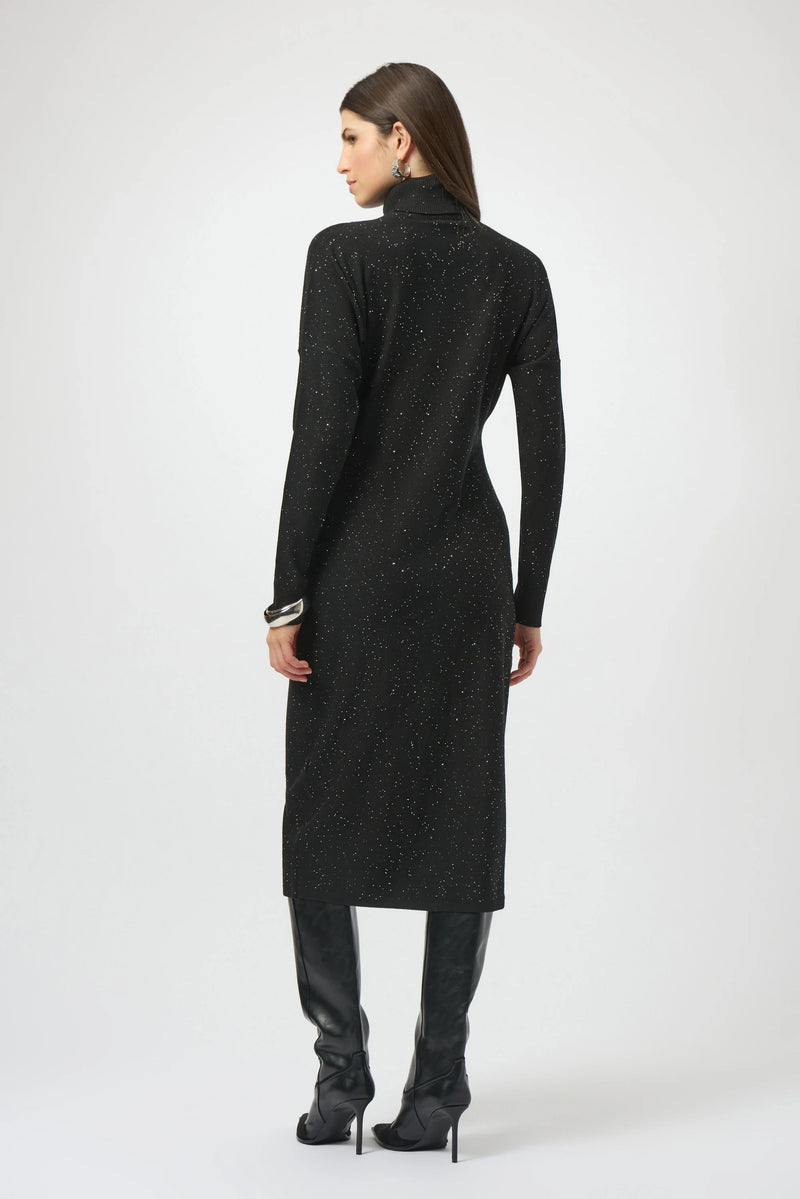 Joseph Ribkoff Sequined Sweater Knit Turtleneck Sheath Dress 254932