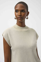Joseph Ribkoff Sweater Knit Sleeveless Pullover with Iron-On Detail 254935 Birch/Silver
