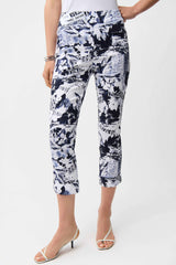 Joseph Ribkoff Millennium Conversational Print Crop Pull-On Pants 261187 Blue/Vanilla