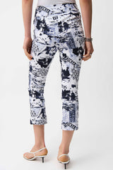 Joseph Ribkoff Millennium Conversational Print Crop Pull-On Pants 261187 Blue/Vanilla