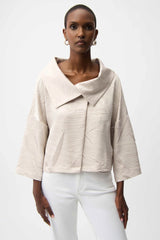 Joseph Ribkoff Pleated Satin Boxy Jacket with Overlay Collar 261241 | Moonstone