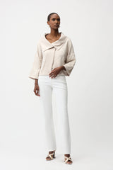 Joseph Ribkoff Pleated Satin Boxy Jacket with Overlay Collar 261241 | Moonstone
