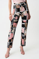 Joseph Ribkoff Silky Knit Abstract Print Straight Pull-On Pants 261309 Black/Multi