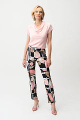 Joseph Ribkoff Silky Knit Abstract Print Straight Pull-On Pants 261309 Black/Multi