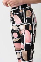 Joseph Ribkoff Silky Knit Abstract Print Straight Pull-On Pants 261309 Black/Multi