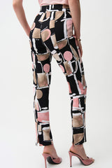 Joseph Ribkoff Silky Knit Abstract Print Straight Pull-On Pants 261309 Black/Multi