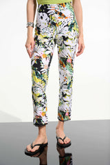 Joseph Ribkoff Millennium Tropical Print Pull-On Pants with Mesh Detail 261603 Vanilla/Multi